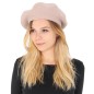 Beret en cachemire et viscose beige rosé