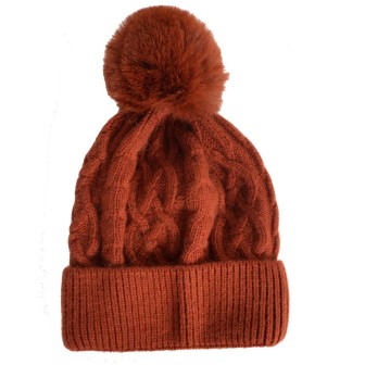 Bonnet en cachemire et viscose rouille