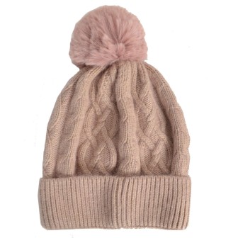 Bonnet en cachemire et viscose rose