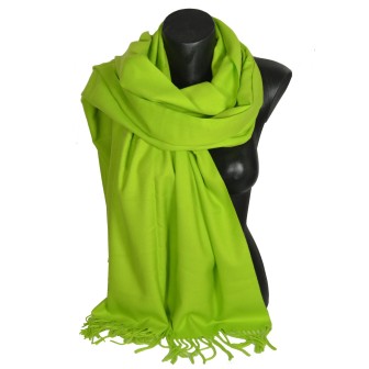 Echarpe très douce cachemire-laine vert anis