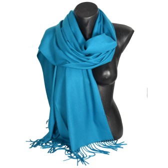 Echarpe très douce cachemire-laine bleu canard