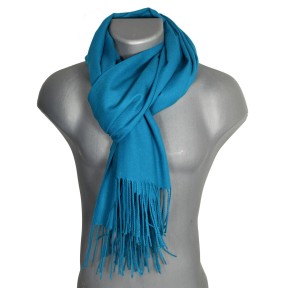 Echarpe très douce cachemire-laine bleu canard