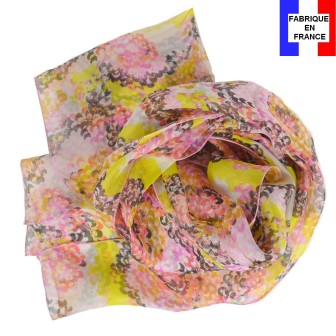 Echarpe soie Coquillage jaune fabriquée en France