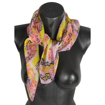 Carré de soie Coquillage jaune fabriqué en France