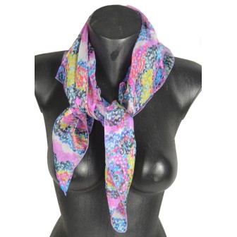 Carré de soie Coquillage rose fabriqué en France