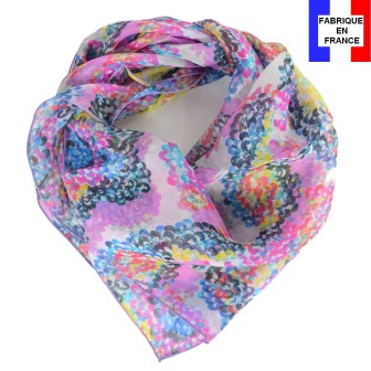 Carré de soie Coquillage rose fabriqué en France