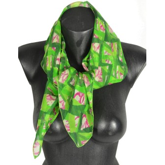 Carré de soie Losange vert pomme fabriqué en France