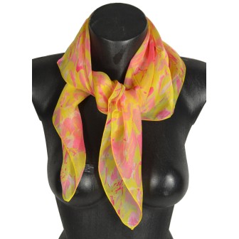 Carré de soie Givre jaune fabriqué en France