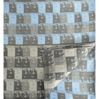 Echarpe soie homme Joconde - Léonard de Vinci bleue