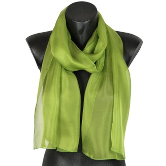 Echarpe mousseline soie verte fabriquée en France