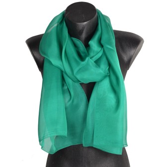 Echarpe mousseline soie émeraude fabriquée en France