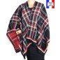 Poncho écossais noir et rouge made in France