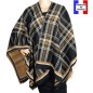 Poncho écossais noir et jaune made in France