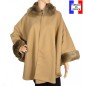 Poncho fourrure beige fabriqué en France