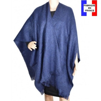 Poncho mohair bleu fabriqué en France