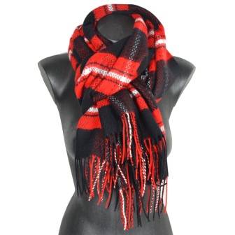 Châle écossais noir et rouge