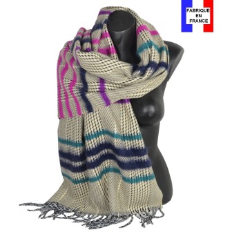 Châle mohair violet-bleu