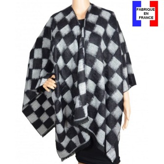 Poncho angora noir-blanc made in France