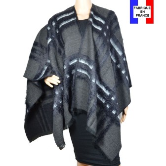 Poncho Ecossais gris-noir made in France