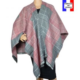 Poncho tartan rouge made in France