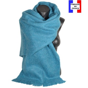 Châle mohair bleu fabriqué en France