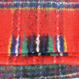Châle mohair écossais rouge fabriqué en France