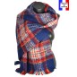 Châle mohair écossais bleu-rouge fabriqué en France