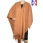 Poncho laine uni camel made in France