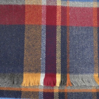 Echarpe tartan bleu-bordeaux Hugo made in France