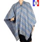 Poncho laine et cachemire Cabri gris et bleu