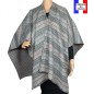 Poncho laine et cachemire Cabri gris et rouge