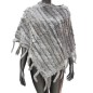 Poncho franges gris clair en lapin