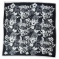 Carré soie 50cm noir fleurs blanches