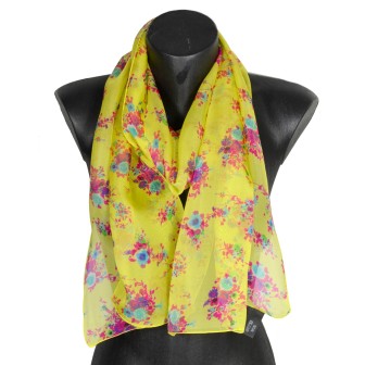 Foulard soie Bouquet jaune fabriqué en France