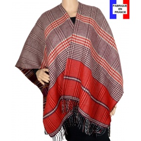 Poncho réversible Papyrus rouge made in France