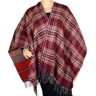 Poncho réversible Papyrus rouge made in France