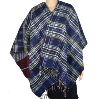 Poncho réversible Papyrus bleu made in France