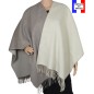 Poncho bicolore beige et écru made in France