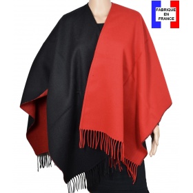 Poncho bicolore noir et rouge