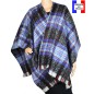 Poncho mohair ecossais bleu fabriqué en France