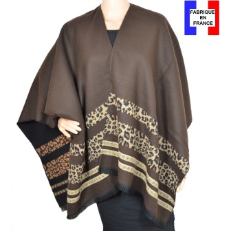 Poncho panthère marron  made in France