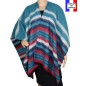 Poncho Arlesienne turquoise-rouge made in France