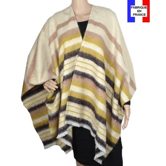 Poncho Arlesienne jaune-beige made in France