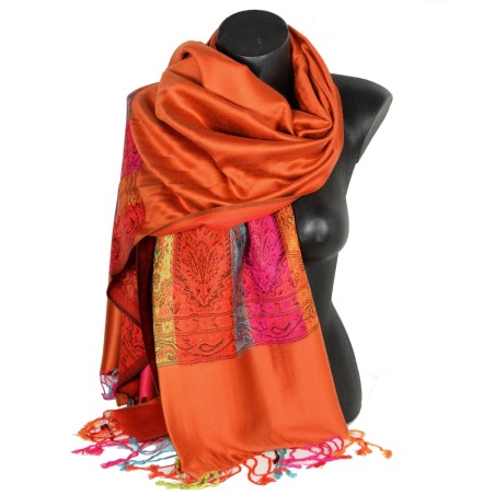 Pashmina indien orange foncé