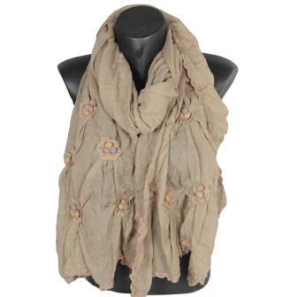Echarpe beige à petits nids de dentelle