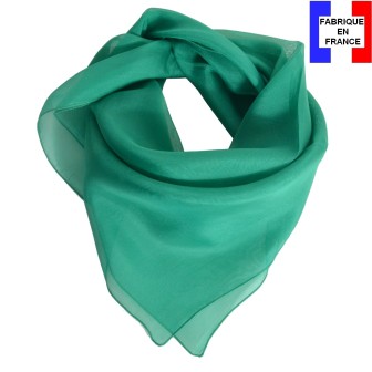 Carré mousseline soie émeraude fabriqué en France