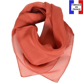 Carré mousseline soie brique fabriqué en France