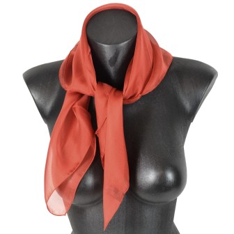 Carré mousseline soie brique fabriqué en France