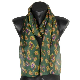 Foulard en soie Empreintes vert fabriqué en France