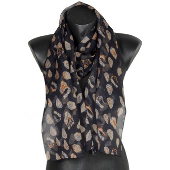 Foulard en soie Empreintes noir fabriqué en France